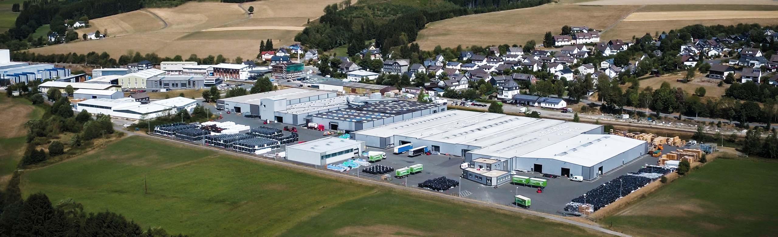 Aerial view of the production site in Bad Berleburg-Raumland Aerial view of the production site in Bad Berleburg-Raumland